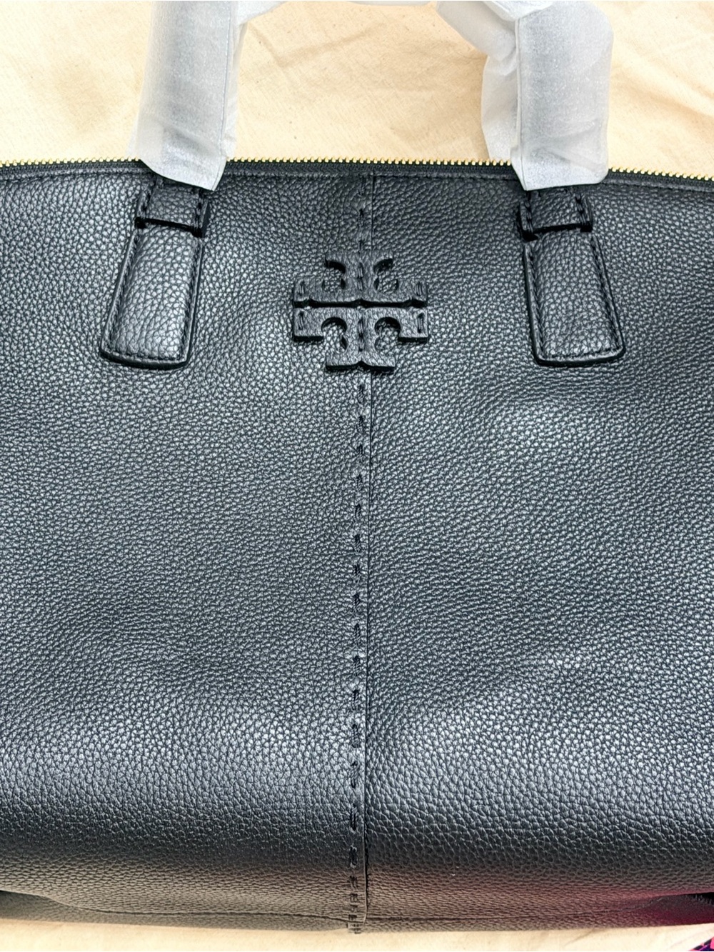 Tory Burch Black Pebbled Leather Shoulder Satchel with Crossbody Strap - Picture 2 of 6